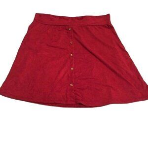 Free Kisses Womens Button Accents Faux Suede Skirt A-line Burgundy Plus 3X NWOT